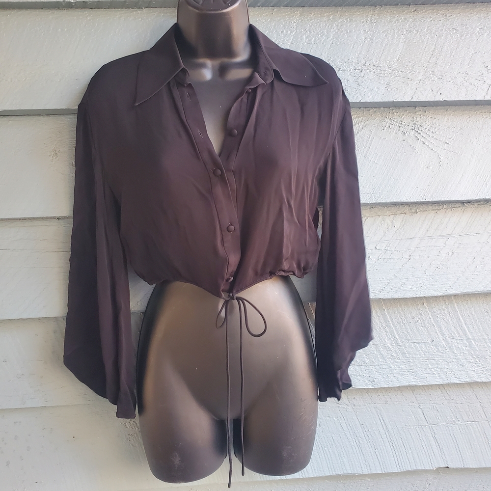 Black Alice + Olivia Cropped Blouse